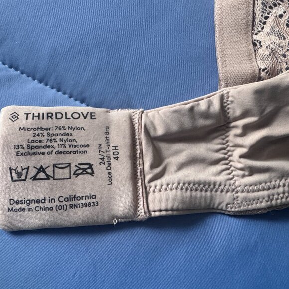 ThirdLove 24/7 Lace Detail T-Shirt Bra 40H - Picture 4 of 4